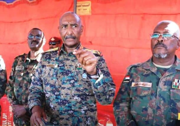 Sudanese army chief Abdel Fattah al-Burhan sets strict conditions for any negotiations with the rival RSF, during a speech in Atbara on October 18, 2025.