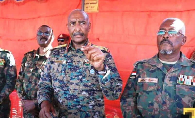 Sudanese army chief Abdel Fattah al-Burhan sets strict conditions for any negotiations with the rival RSF, during a speech in Atbara on October 18, 2025.