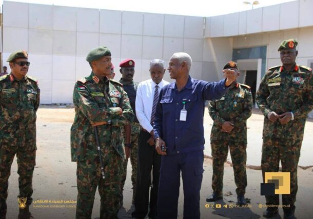 Al Burhan inspects Khartoum International Airport after drone attack on October 21, 2025
