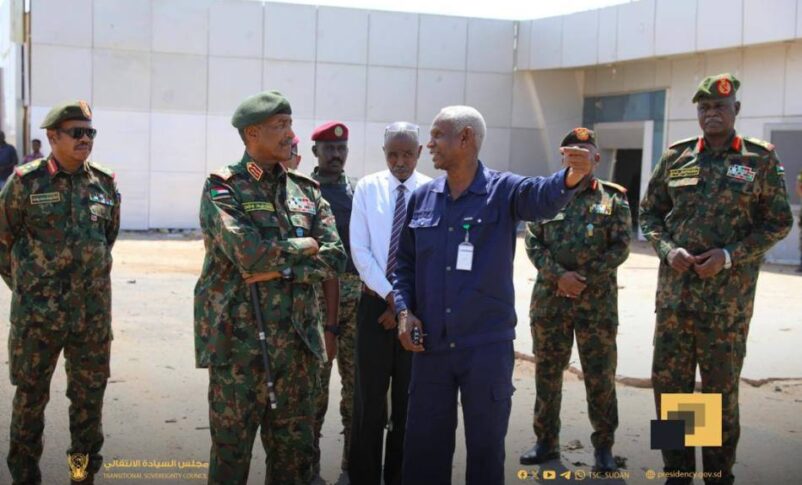 Al Burhan inspects Khartoum International Airport after drone attack on October 21, 2025