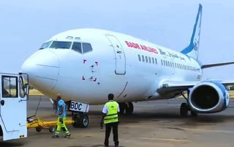 An airplane of Badr Airlines landing at Khartoum International Airport
