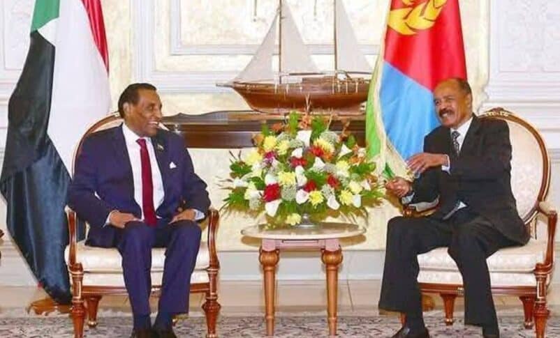 Eritrean President Isaias Afwerki receives Sudanese PM Kamil Idris on October 9, 2025