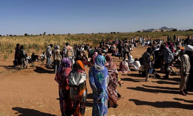 Displaced people who fled fighting in El Fasher arrive in Tawila, North Darfur, on Oct. 27, 2025.