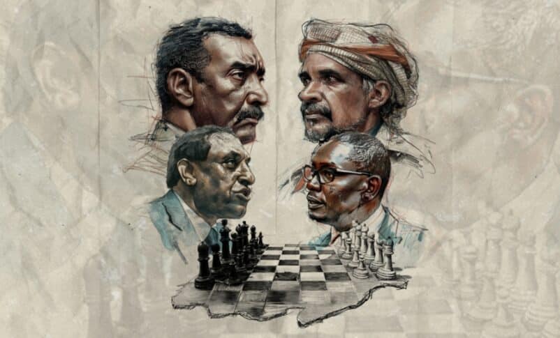A photo provided by Atarnetwork shows the leaders of Sudan's rival governments