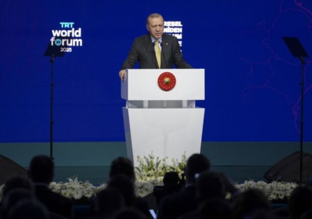 President Erdoğan speaks at the 'TRT World Forum in Istanbul on Oct 31, 2025
