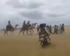 Mounted and motorized SRF forces surround and intercept civilians attempting to escape the conflict in El Fasher, on October 9, 2025