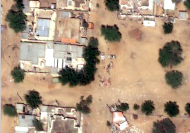 Satellite imagery from 27 October 2025, reveals objects consistent with human bodies and reddish ground discoloration, which were not visible in prior images. HRL photo