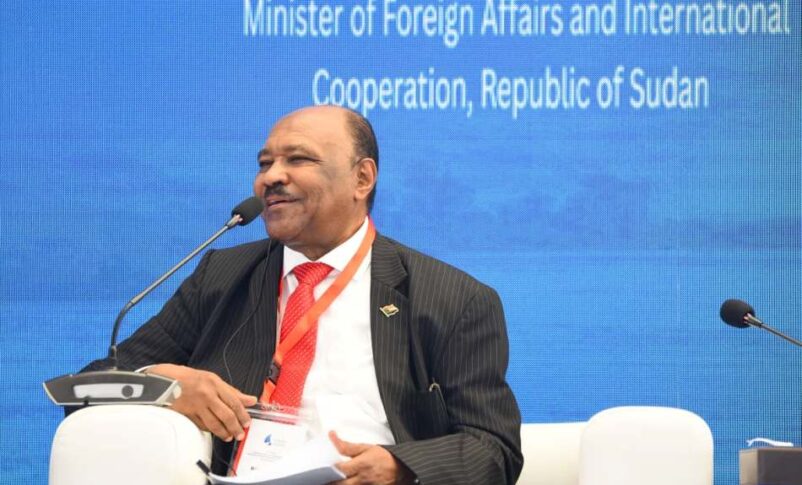 Sudanese foreign minister speaks at the Aswan Forum on Oct 19, 2025