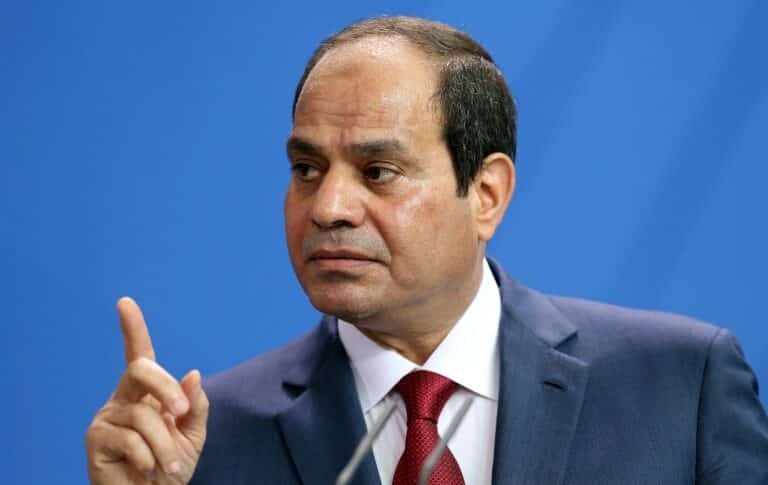 Egyptian President Abdel Fattah el-Sisi speaks during a news conference in Berlin, Germany, file photo