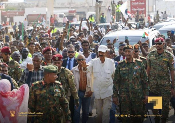 Al Burhan walks with Afwerki in Port Sudan streets on November 29, 2025