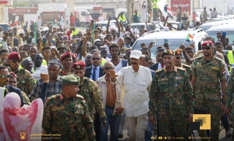 Al Burhan walks with Afwerki in Port Sudan streets on November 29, 2025