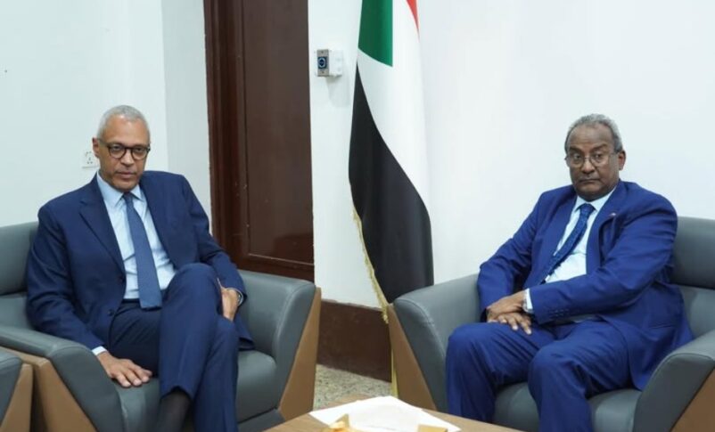 Undersecretary Hassan al-Amin meets with the WFP Country Director Laurent Bukera in Port Sudan on May 26, 2025.