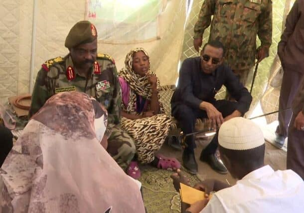 Sudan PM visits displaced people from El Fasher in the Northern state , on Nov 28, 2025