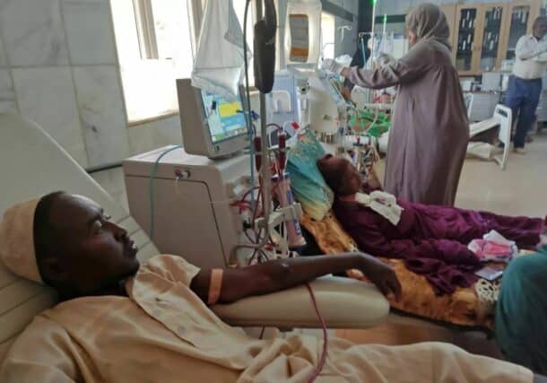 Sudanese patients suffering from kidney failure, undergo a dialysis treatment at the Soba Hospital in southern Khartoum on June 3, 2023, AFP photo