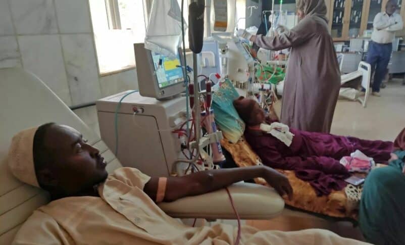 Sudanese patients suffering from kidney failure, undergo a dialysis treatment at the Soba Hospital in southern Khartoum on June 3, 2023, AFP photo