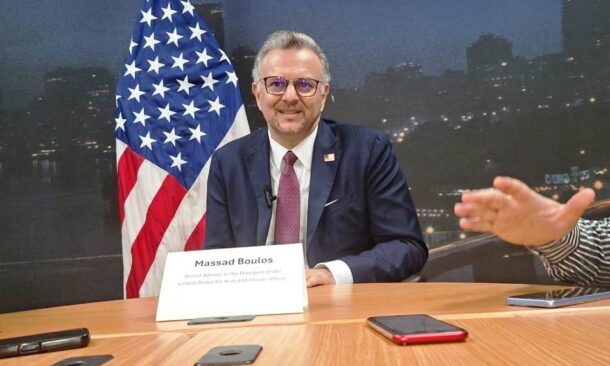 U.S. President Donald Trump's senior adviser for Africa, Massad Boulos, speaks to journalist in Cairo on November 3, 2025