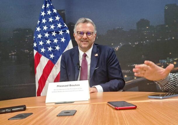 U.S. President Donald Trump's senior adviser for Africa, Massad Boulos, speaks to journalist in Cairo on November 3, 2025