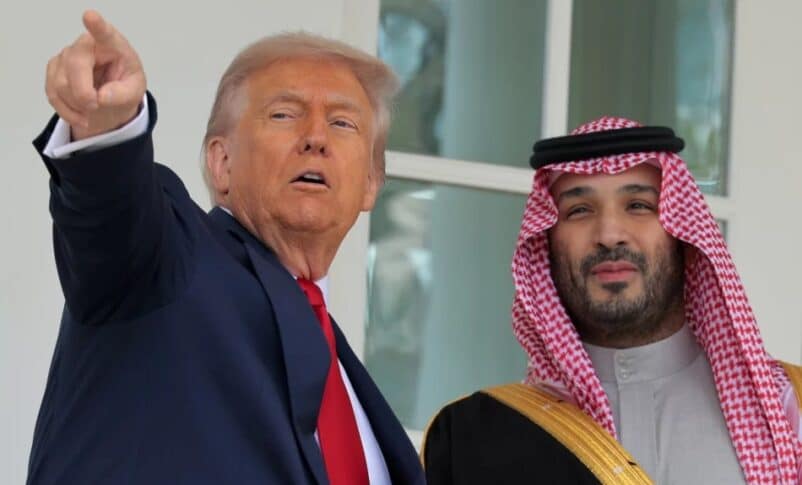President Trump (L) gives Saudi Crown Prince Mohammed bin Salman a tour of the White House on Nov. 18, 2025, Getty Images