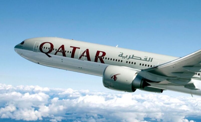 A Qatar Airways aircraft in flight.