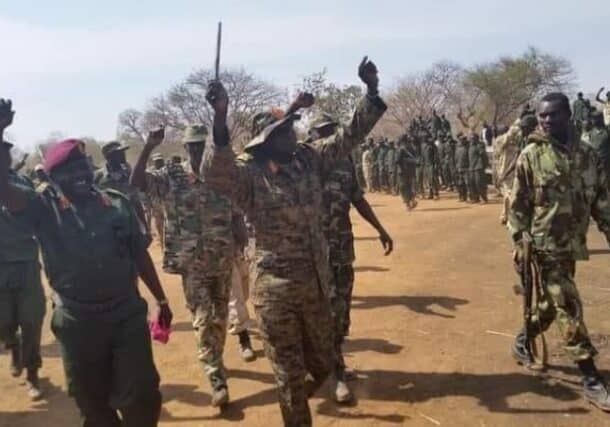 SPLM-N commanders greets troops in the Nuba Mountains, South Kordofan, file photo