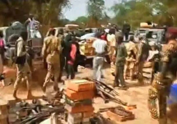 South Sudanese soldiers collects weapons and ammunition of the Sudanese force after arriving in Unity state on Dec 8, 2025