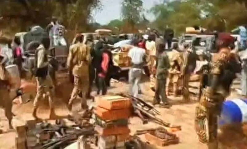 South Sudanese soldiers collects weapons and ammunition of the Sudanese force after arriving in Unity state on Dec 8, 2025