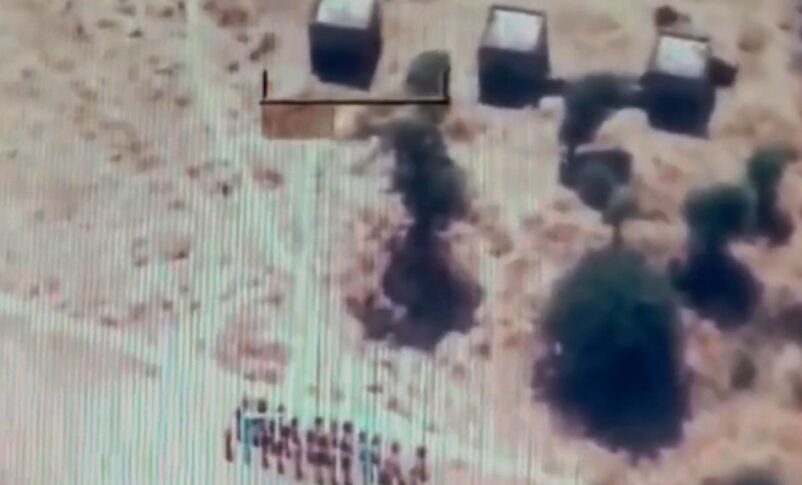 A still image taken from a video released by pro-military activists shows the Sudanese army bombing an SPLM-N camp on December 4, 2025.