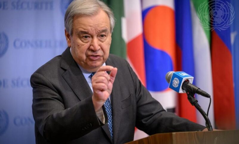 UNSG Antonio Guterres speaks to reporters on July 17, 2025, UN photo