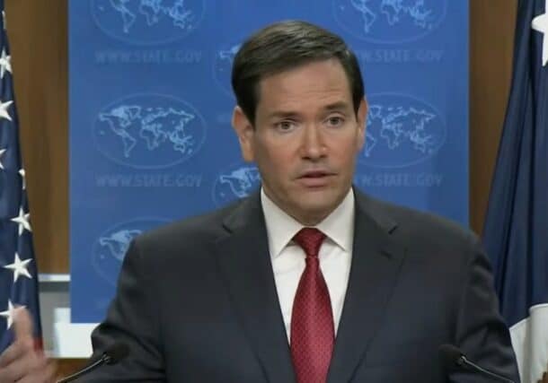 US Secretary of State Marco Rubio speaks to reporter in Washington on Dec 19, 2025