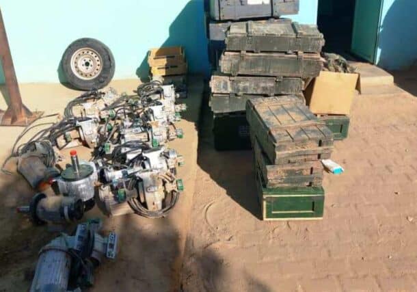 Authorities in the Northern State display heavy weapons and ammunition seized during a specialized operation in Al-Ghaba on December 28, 2025.