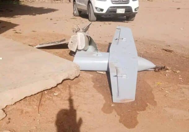 A drone dowwned by the Sudanese army in El Obeid on Jan 30, 2026