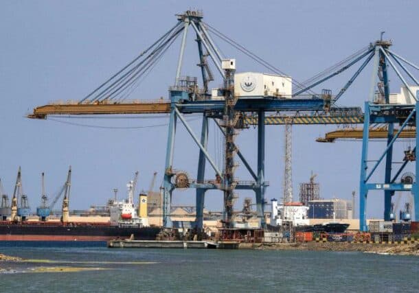A view of cranes at Port Sudan on the country’s northern Red Sea coast. (AFP)
