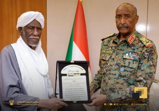 Al-Burhan receives a support charter from the Ansar sect leader Ahmed al-Mahdi, Jan 22, 2026
