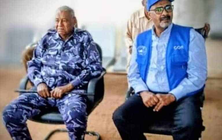 COR Commissioner, Nizar al-Tijani Ahmed Abu al-Qasim (R) with Lt Gen Babiker Samra Interior Ministre