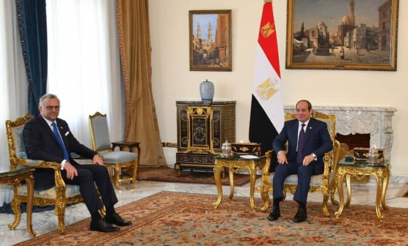 Egypt's President Abdel Fattah Sisi meets US Senior Adviser for Africa Massad Boulos on Jan 14, 2026
