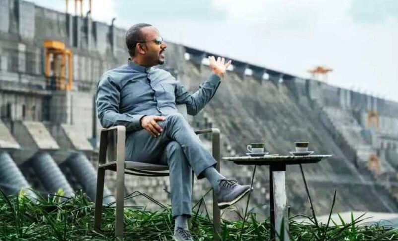 Ethiopian Prime Minister Abiy Ahmed overlooking the Grand Ethiopian Renaissance Dam (GERD) following the announcement of full operations.