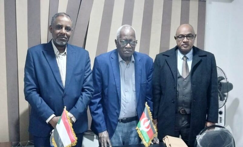 From L-R Nour al-Din Salah al-Din of the National Current, Mohamed Abdallah al-Doma DUP acting leader, and Suliman al-Ghouz, NC council head after a joint political session in Khartoum, Sudan, Jan. 23, 2026.