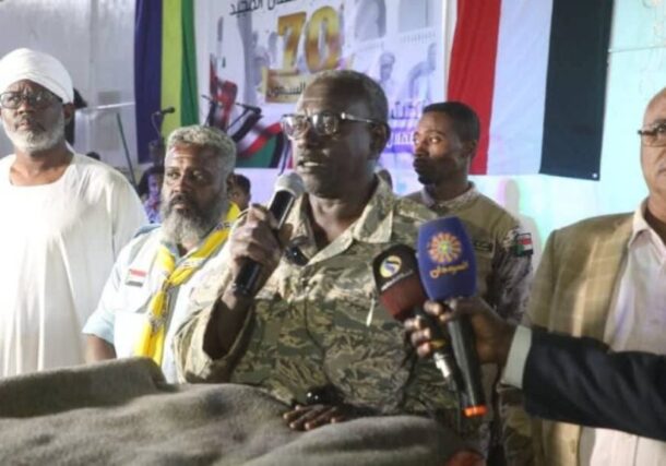 Khartoum Governor Ahmed Osman Hamza speaks at a graduation ceremony for a batch of volunteers in Omdurman on Jan. 2, 2026.