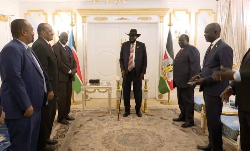 President Kiir receives Sudan's Malik Agar and his delegation in Juba on Jan 26, 2026, South Sudan presidency photo