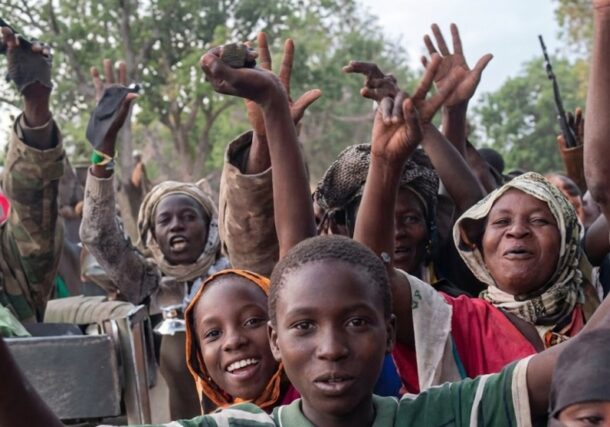 Residents of Dilling celebrate as Sudanese troops enter the town on January 26, 2026, ending a siege that had lasted for several months. (see videos on www.X.com)