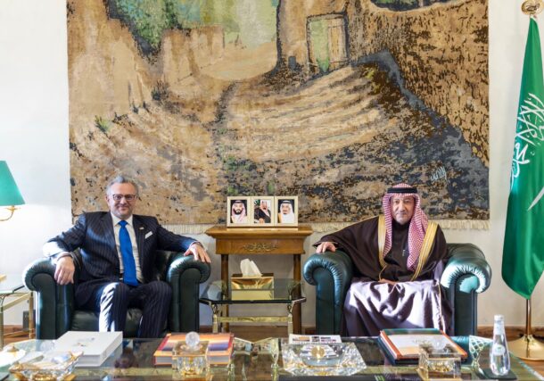 Saudi Vice Minister of Foreign Affairs Walid El-Khereiji meets US senior adviser Massad Boulos in Riyadh on Jan 6, 2026
