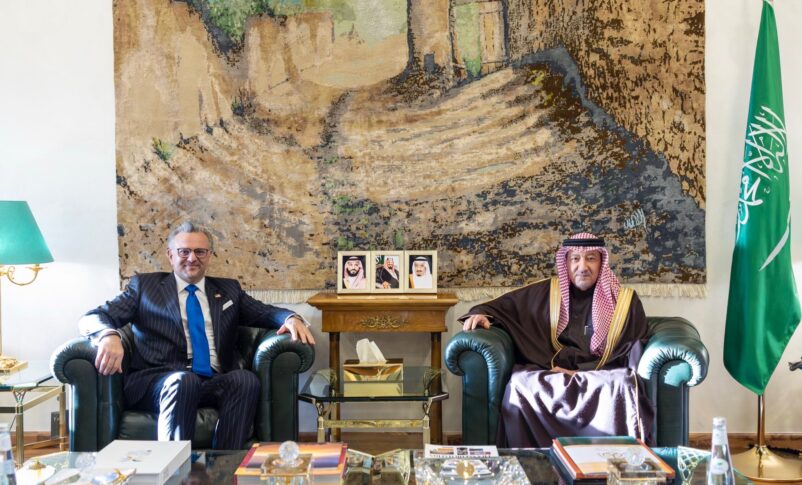 Saudi Vice Minister of Foreign Affairs Walid El-Khereiji meets US senior adviser Massad Boulos in Riyadh on Jan 6, 2026