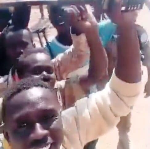 Sudanese army soldiers celebrate after repelling an attack by the RSF in the Al-Kuwaik area near Kadugli, South Kordofan, Sudan January 14, 2026.