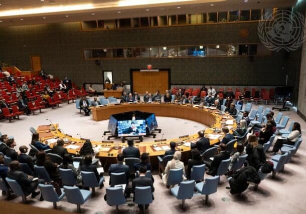 A United Nations Security Council session on Jan. 19, 2026, where members received a semi-annual briefing on the situation in Darfur, Sudan, from International Criminal Court (ICC) Deputy Prosecutor Nazhat Shameem Khan. UN Photo.