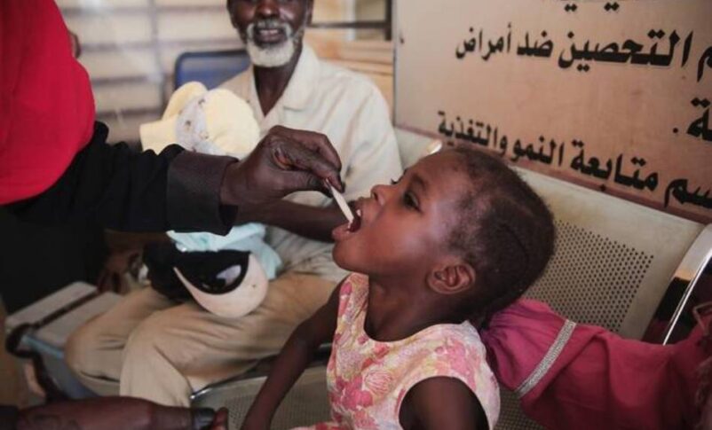 A Sudanese girl receives an oral cholera vaccine during a campaign conducted by health ministry workers in Khartoum, Sudan. AP file photo