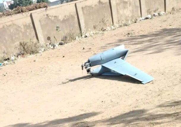A drone dowwned by the Sudanese army in El Obeid on Jan 30, 2026