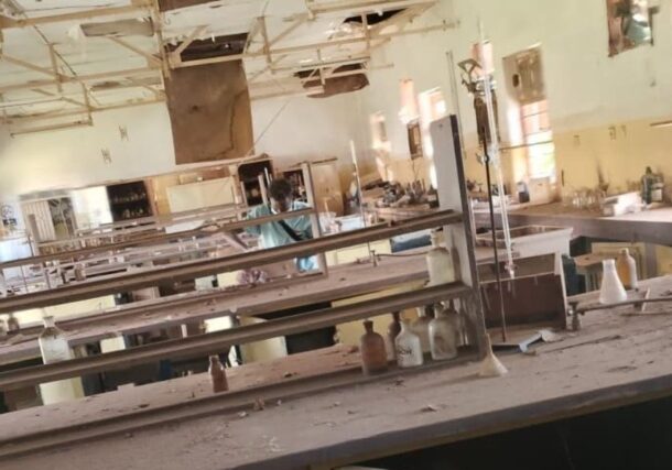 A view of the extensive damage to laboratories at the Sudan University of Science and Technology in Khartoum.