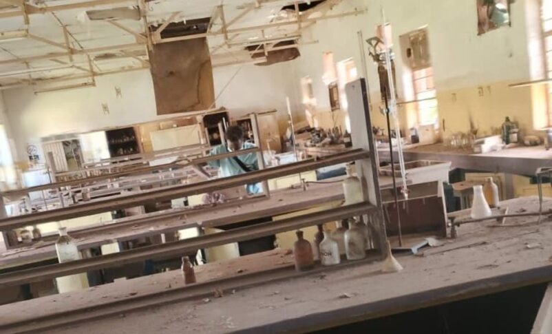 A view of the extensive damage to laboratories at the Sudan University of Science and Technology in Khartoum.