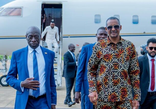 Ambassador Joseph Ocwet, the Director General of Uganda's External Security Organisation receives RSF leader Hemetti at his arrival in Entebbe airport on Feb 20, 2026