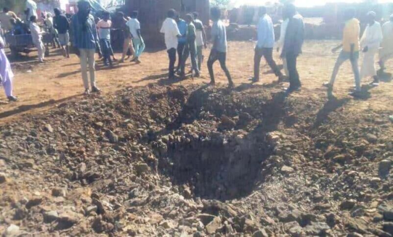 A crater caused by an air strike is seen in the Abu Zabad area of West Kordofan, Sudan, July 2025.